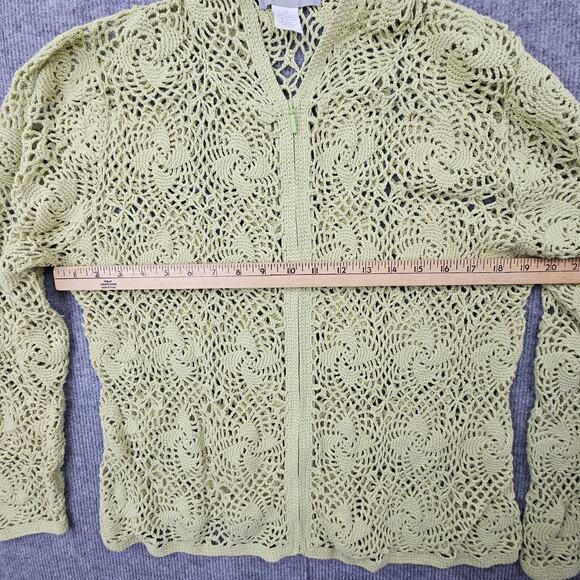 Vintage Modern Soul Hoodie Womens 1X Linen Green Crochet Boho Y2K Preppy Beachy - Picture 4 of 5